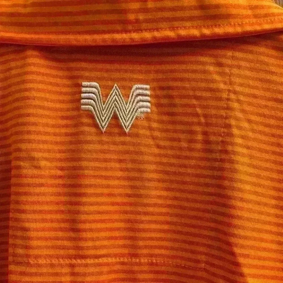 Whataburger Golf Polo for Men Size Small Orange Stripes Dry-fit type material - Picture 5 of 5